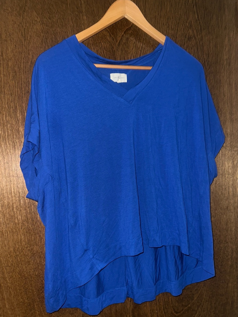 Lou & Grey V-Neck Relaxed Short Sleeve Top in Royal Blue